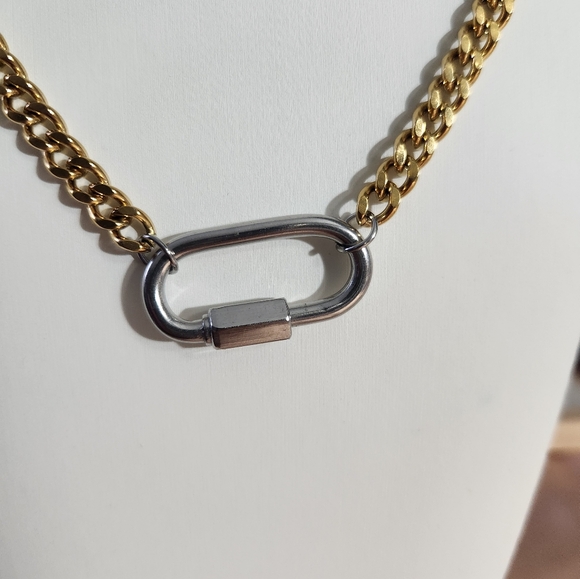 Two tone stainless steel carabiner chain - Picture 3 of 4